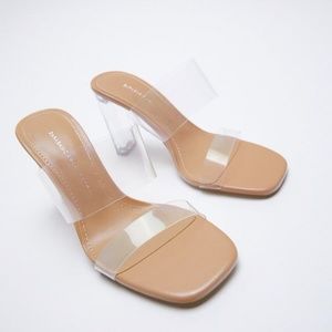 Zara VINYL SANDALS WITH METHACRYLATE HEEL / 9